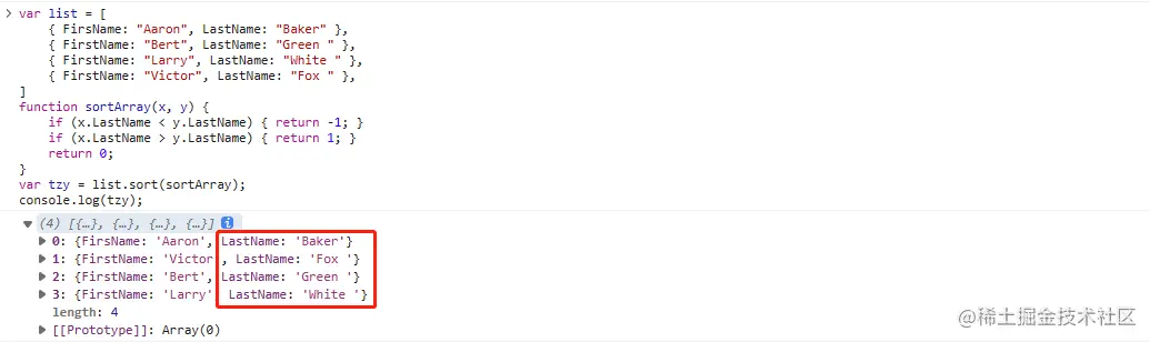 图片[4]-JavaScript将对象数组按字母顺序排序的方法详解-爱站